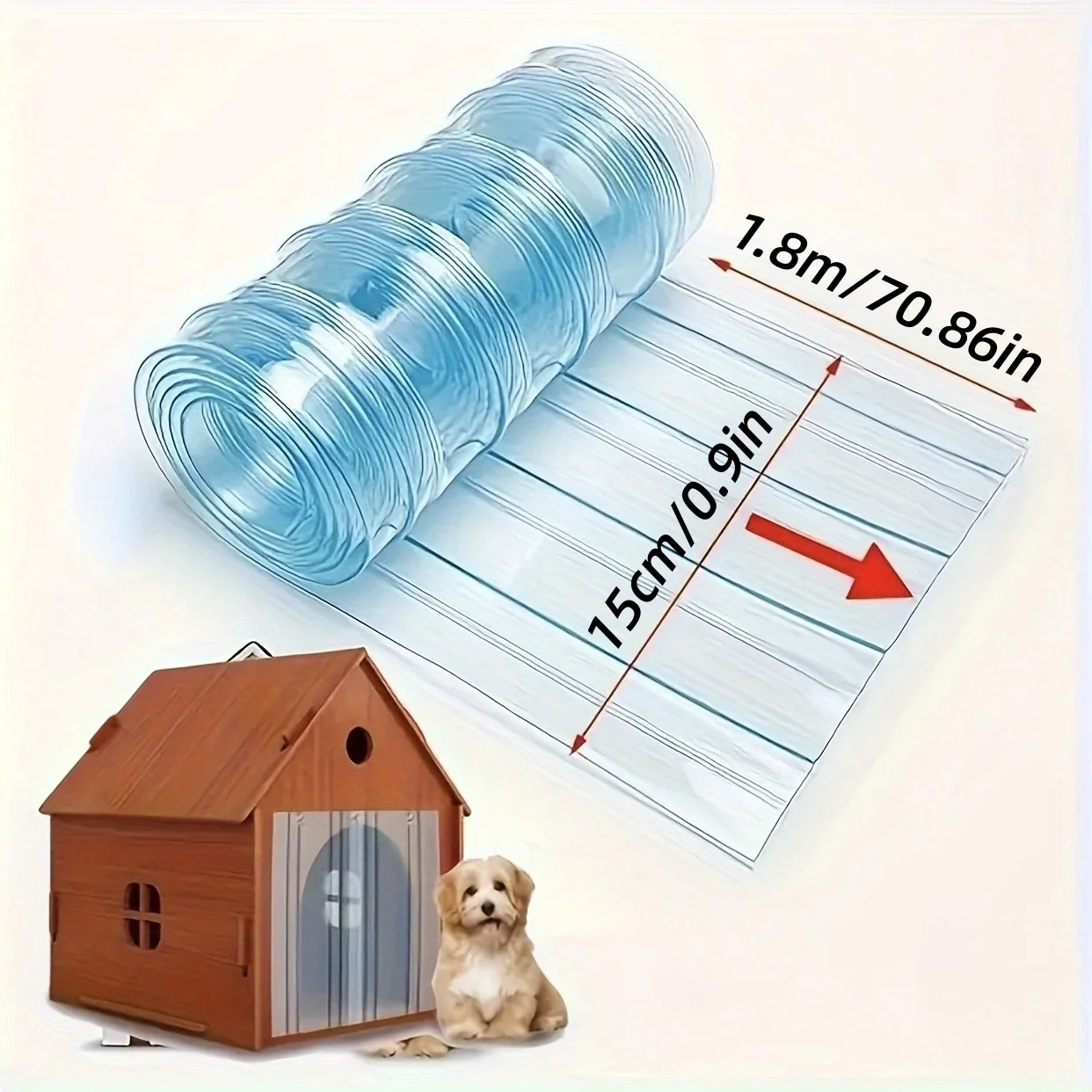 1 Pc 15cm Width Home Relaxation Transparent PVC Pet Door Curtain, Easy Installation，Cuttable to Size for Small to Large Dogs