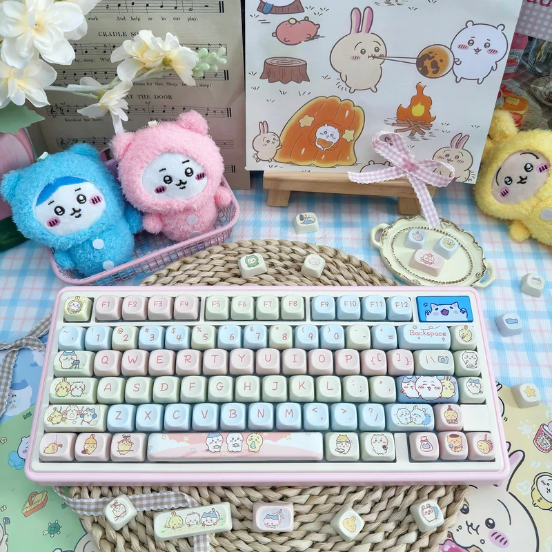Demon slayer: kimetsu no yaiba kamado nezuko kochou shinobu moa 95 teclas anime acessórios de teclado de sublimação personalizados
