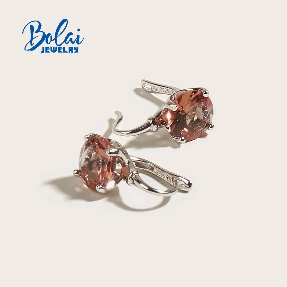 925 Sterling siver clasp earring with color  diaspore zultanite Round 10mm created gemstone fine jewelry for women nice gift