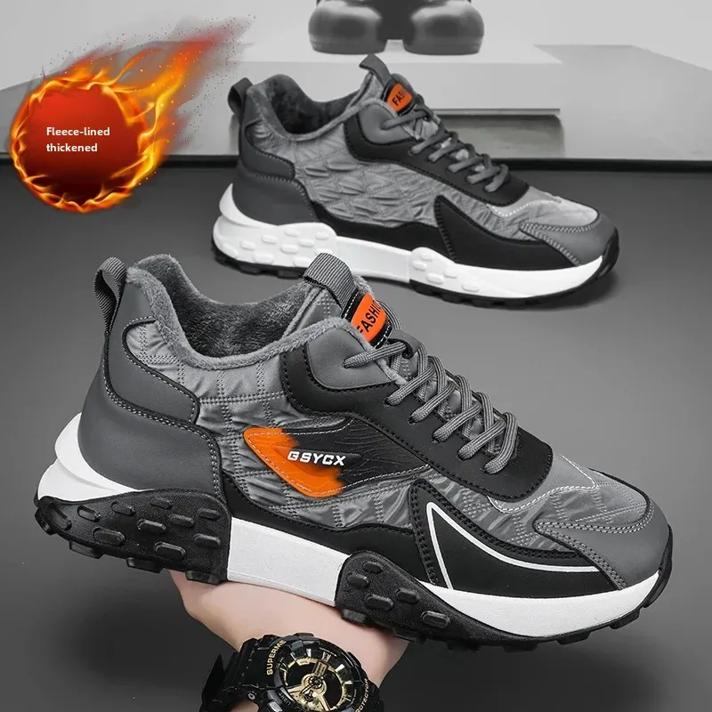 2023 جديد الرجال عادية العصرية الصوف مبطن أحذية كرة القدم الدافئة سميكة وحيد أحذية رياضية حذاء كاجوال لخريف شتاء