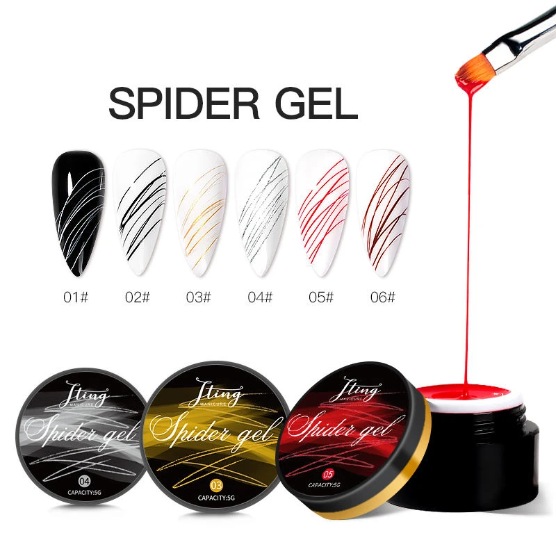 

JTING 6colors Elastic Creative Uv Drawing Spider Gel Nail Supplies Salon Art Nail Polish