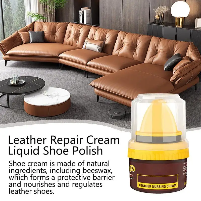 Liquid Shoe Polish Shoe Cream With Sponge Applicator Fade-Resistant Leather Repair Shoe Polish Cream To Restore Color For Sofas