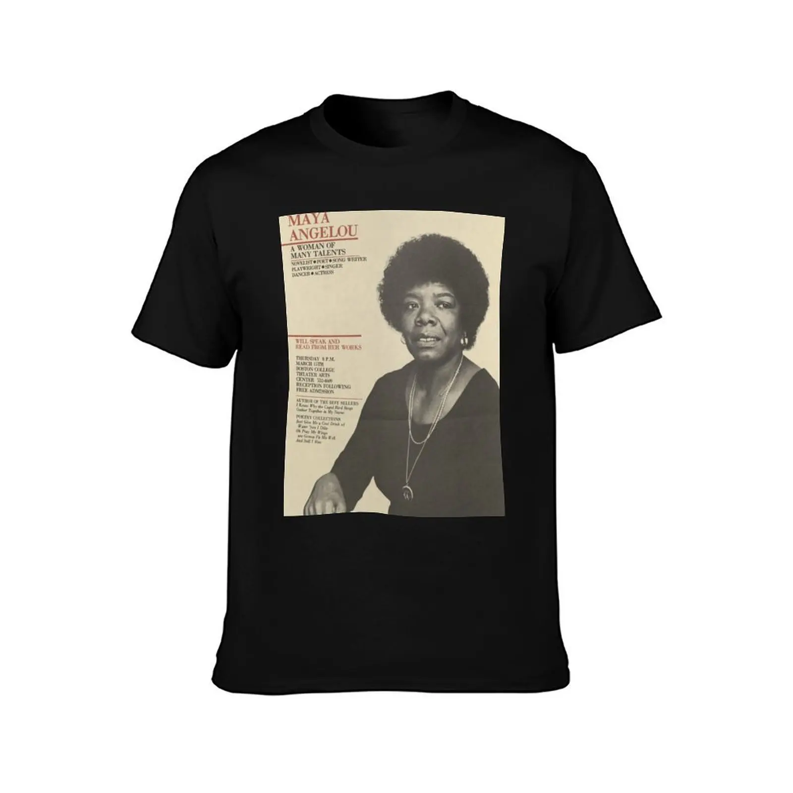 Maya Angelou poster T-Shirt, Summer Casual Cotton Tee, Oversized Streetwear Tops, Vintage Graphic Print, Loose Fit Short Sleeve