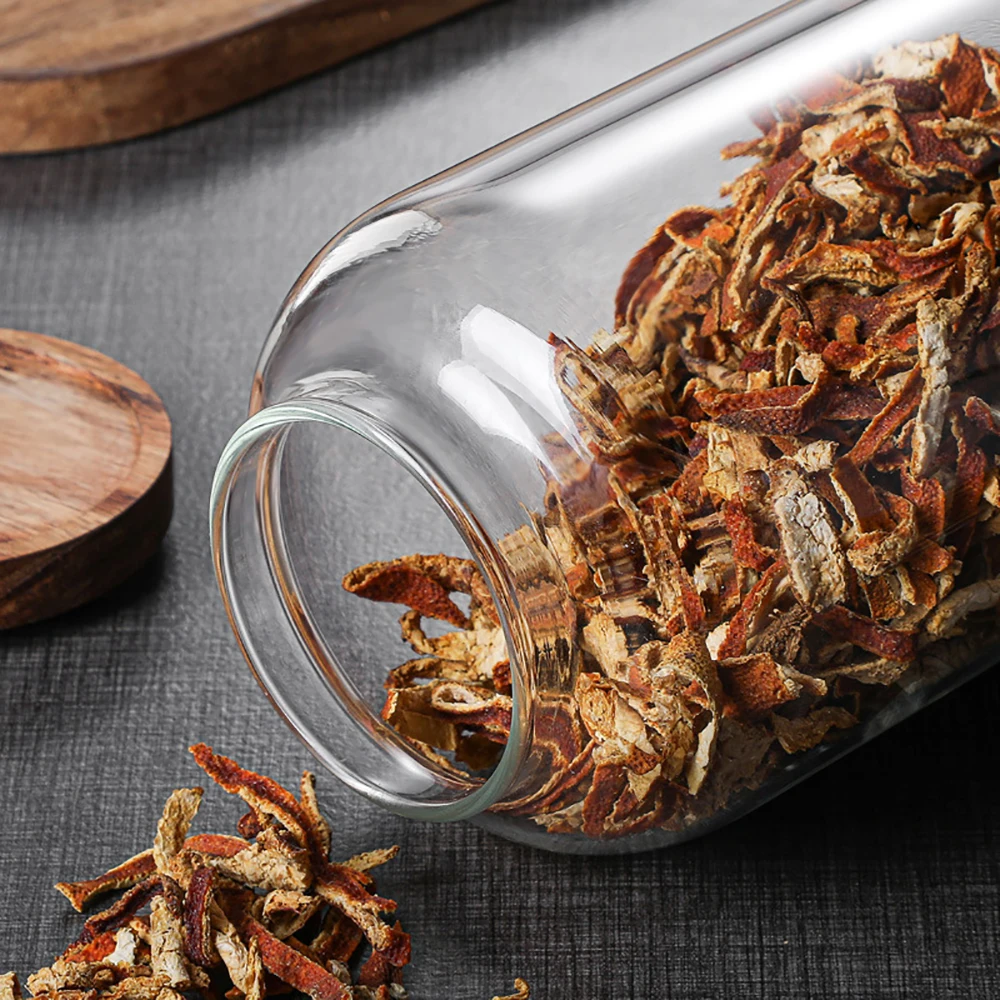 سعة كبيرة الزجاج مختومة غطاء جرة مختومة تخزين غطاء الخشب حبوب البن تخزين جرة المنظم حاويات المطبخ #5