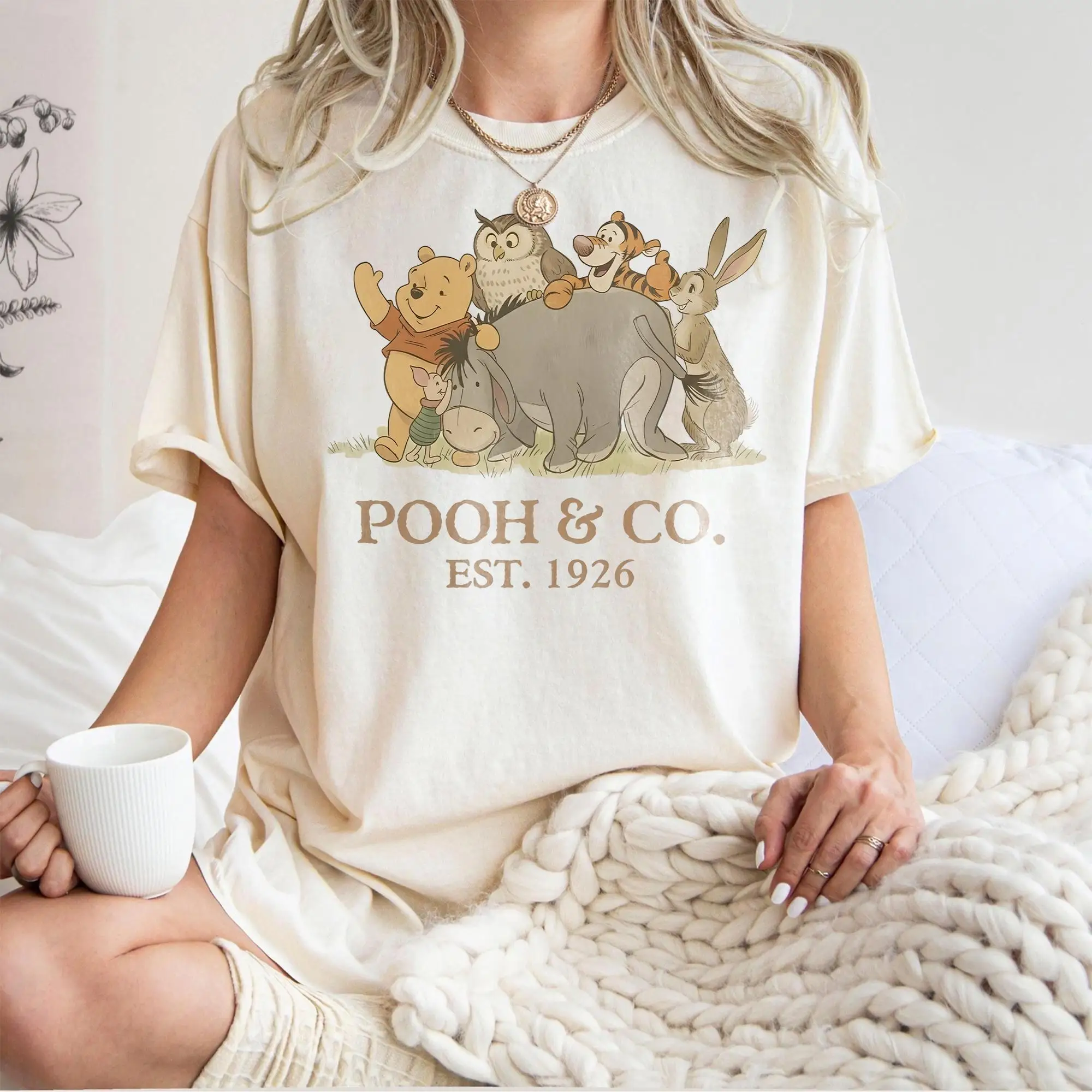 

Plus Size Women's Classic Disney Winnie The Pooh T- Shirt, Disneyland Trip Vacation Shirt Pure Cotton Streetwear Oversized