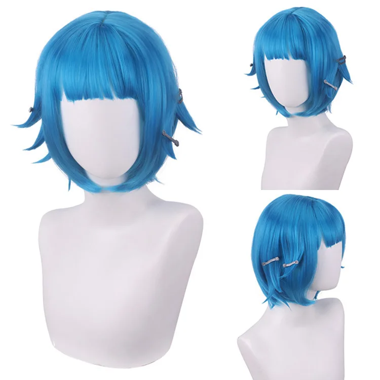 

Short Synthetic Cosplay Wig Blue Gradient Bob Natural Hairline for Women Daily Party Anime Game