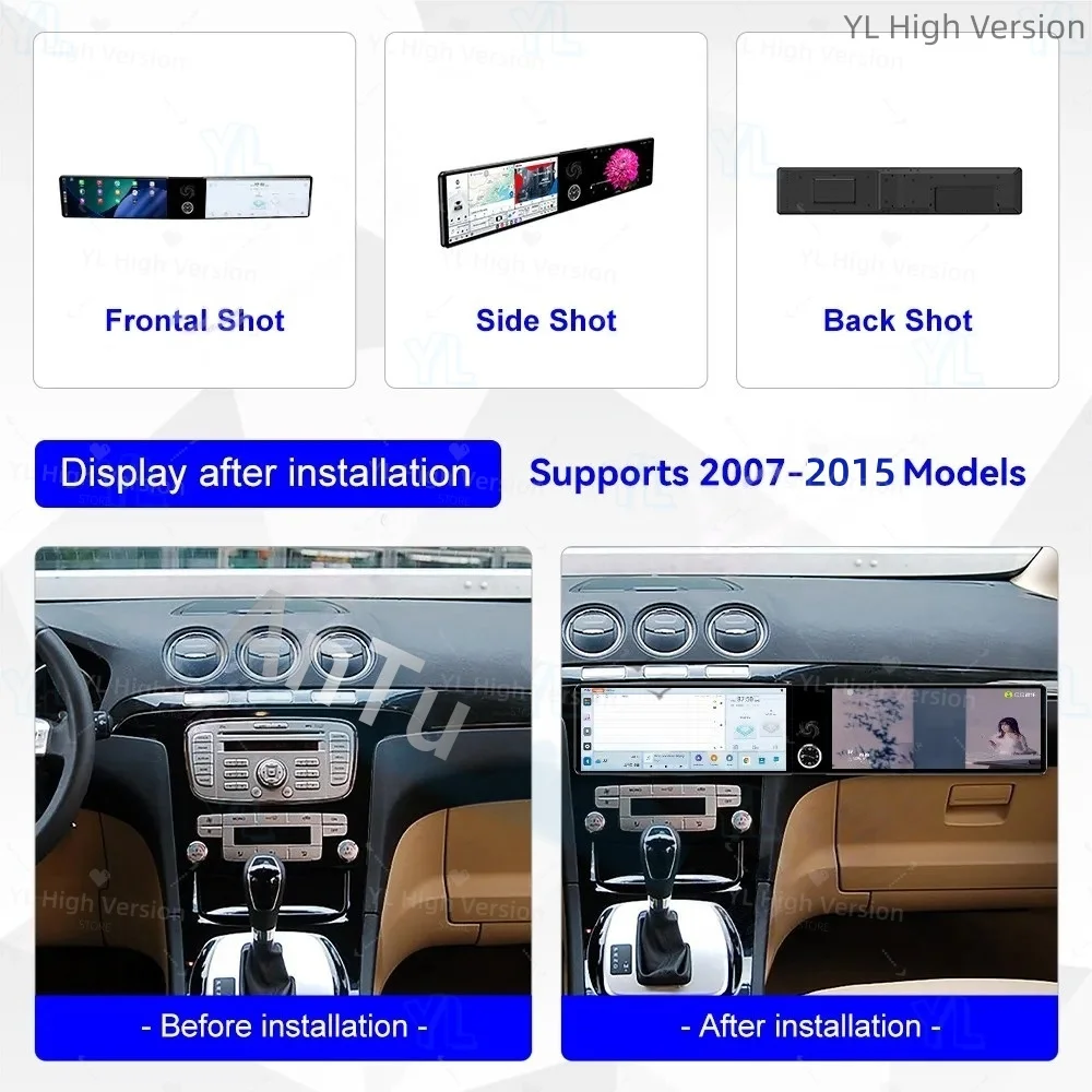 ym Car Interior Accessories For Ford S-Max 2007-2015 Android 13.0 12.3