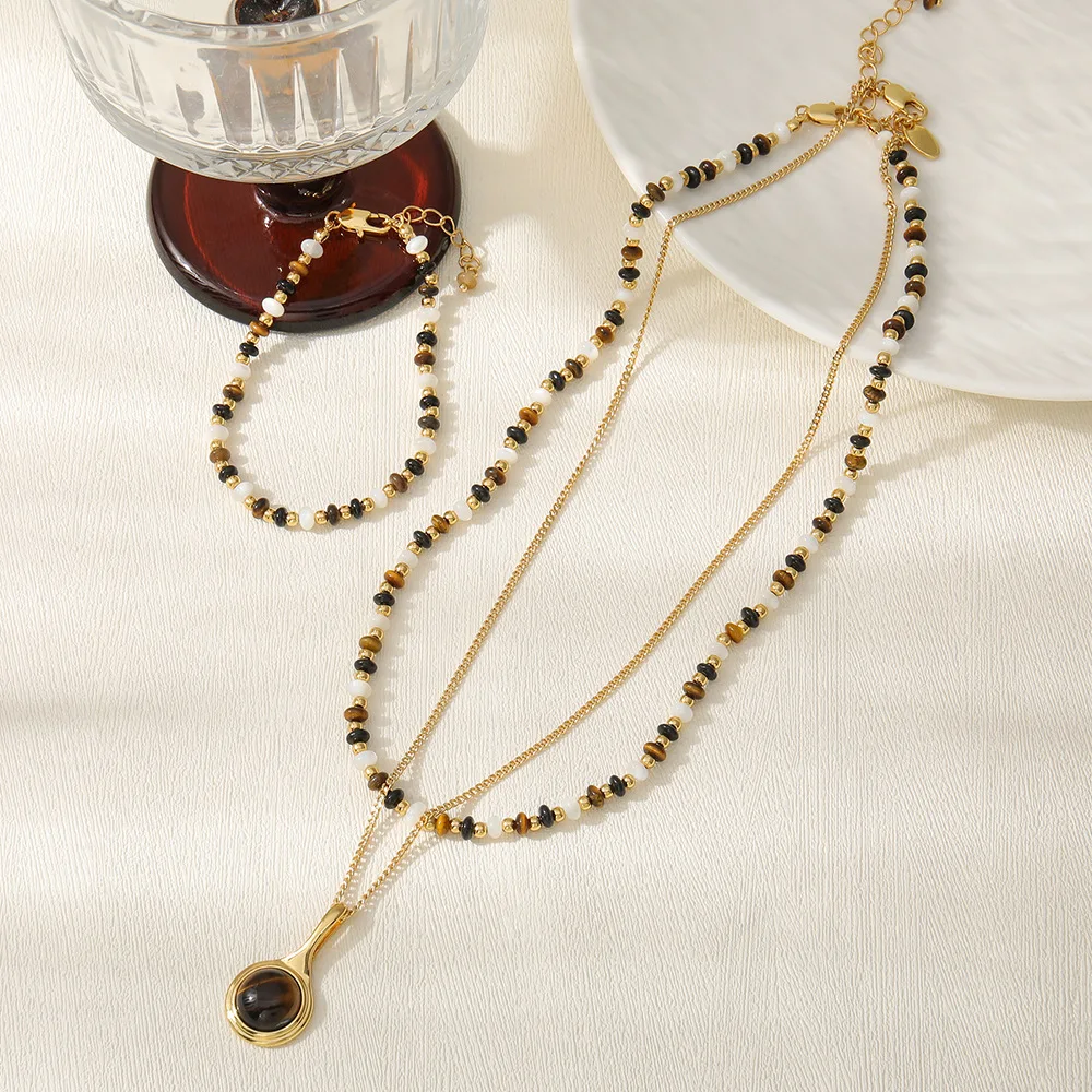 

Винтажный цвет Майяра, тигровый глаз, ракушка, ожерелье из бисера, набор браслетов, высокое качество, ювелирные изделия из драгоценных камней, подарок