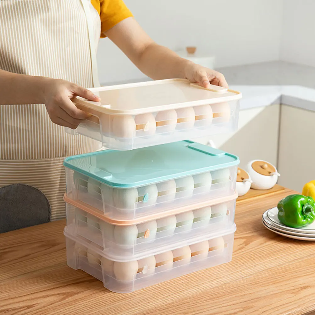

Practical Egg Case Shockproof Tray with Lid 24 Eggs Blue Color Suitable for Many Fridges Egg Box Storage for Refrigerators