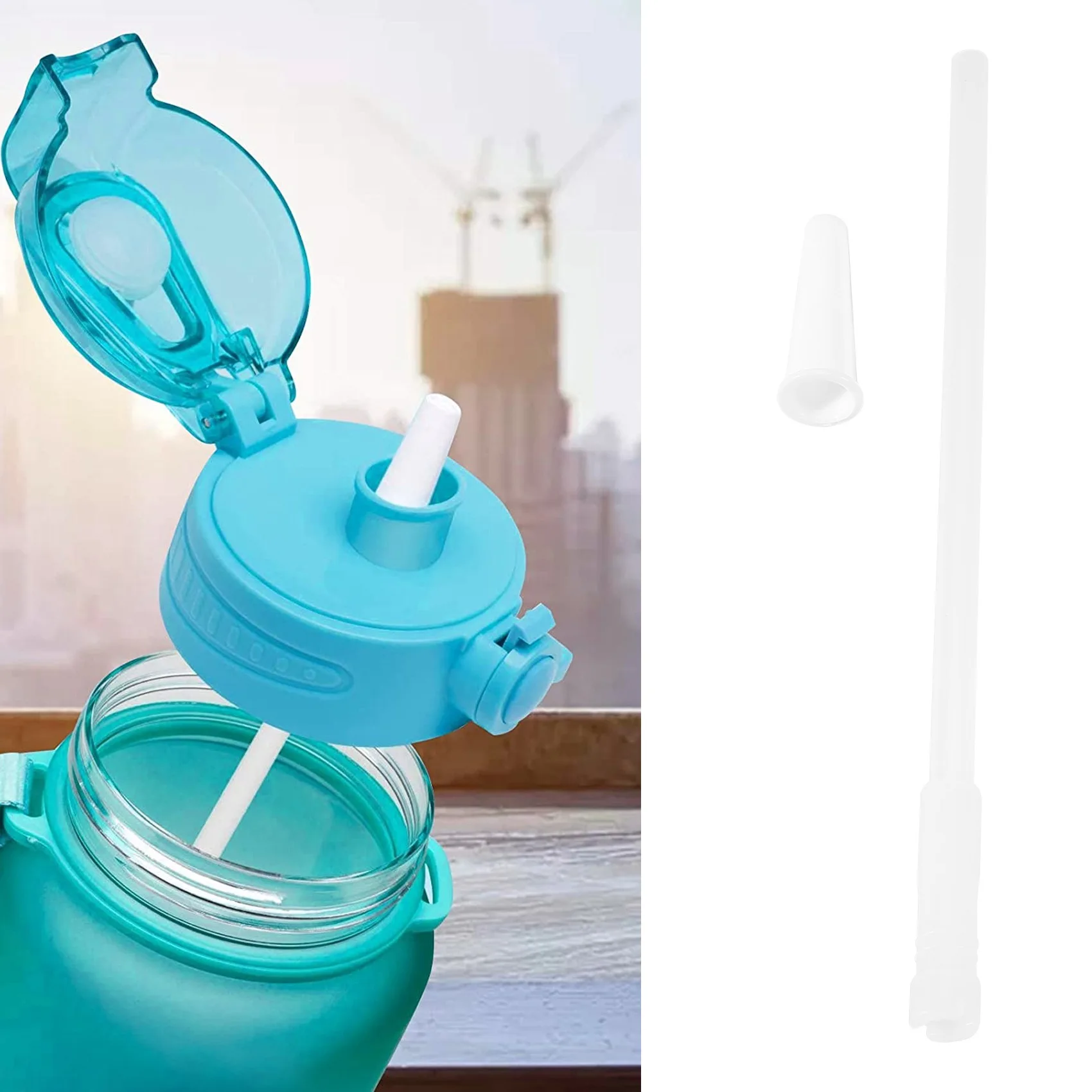 Straws Compatible Gallon Water Bottle , Reusable Adjustable Straws for 1000Ml/2000Ml Jug, 3 Straws Set