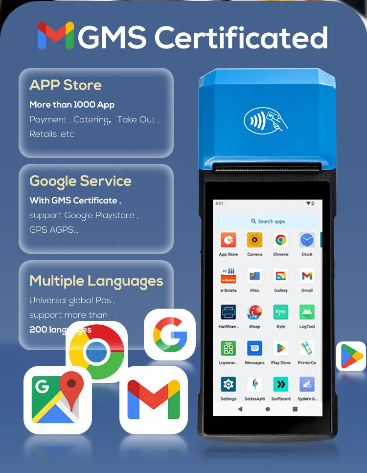 Nuovo prodotto Macchina POS NFC Android 13 14 Core-8 Terminale di pagamento completo al dettaglio Dispositivi POS Punto del sistema Stampante da 80 mm