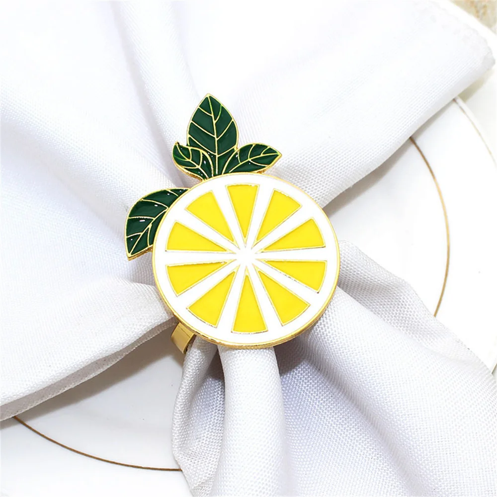 Lemon Napkin Rings for Dining Table Setting, Farmhouse Napkin Holder for Thanksgiving, Birthday Party Decoration, ERE96, 6Pcs