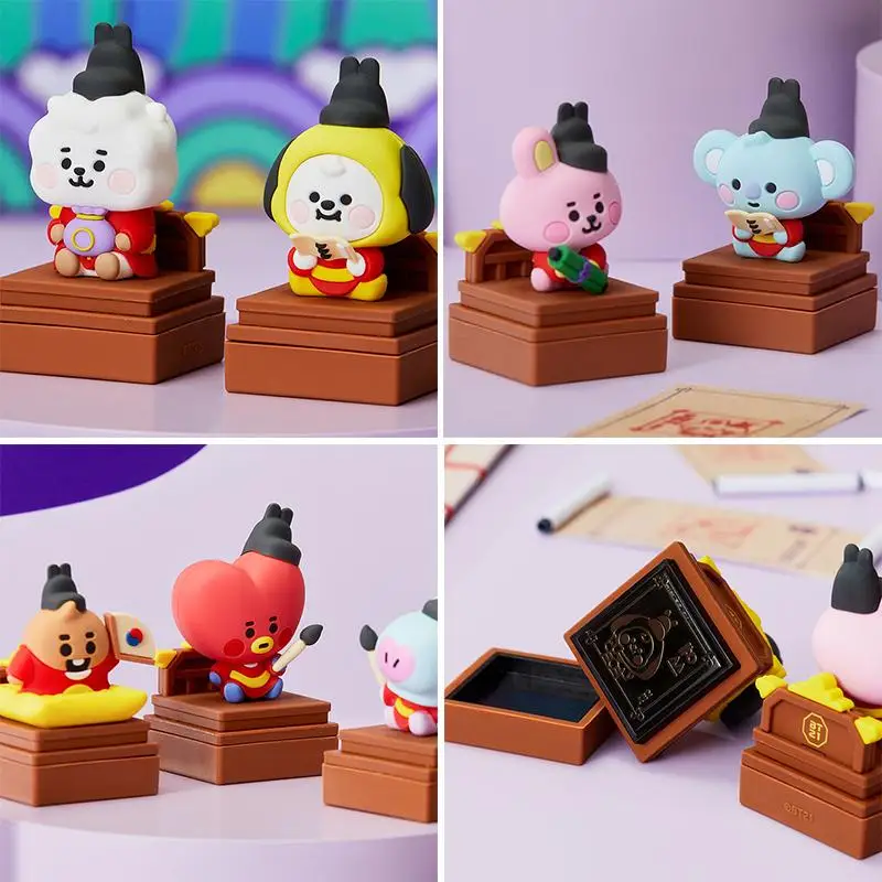 Line Friends Kawaii Bt21 Doll Stamps Anime Cute Koya Rj Mang Chimmy Shooky Cartoon Diy Handbook Stationery Decor Stamp Toys Gift