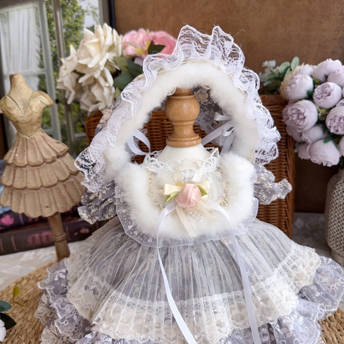 ملابس دمى قطنية 20 سم و40 سم و10 سم، ملابس دمى معاد تصنيعها 50-55 سم، فستان دمية بنفسجي مع شحن مجاني