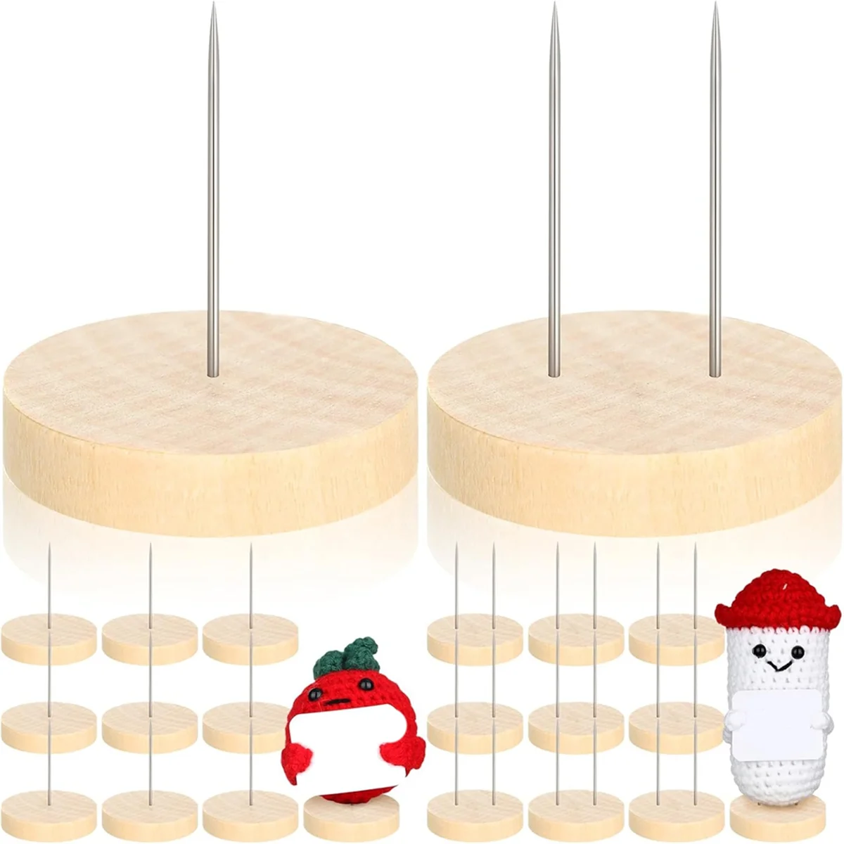 

Crochet Doll Stand Single Double Steel Needle Doll Stand Felt Animal Doll Toy Wooden Base Support Action Figure Stand