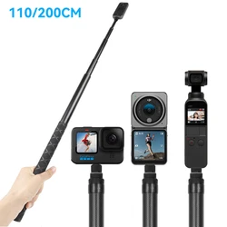 1.1M/2M 1/4 Screw Super Long Aluminium Invisible Selfie Stick for Insta360 X3 DJI ACTION 3 GOPRO 11 Camera Selfie Stick