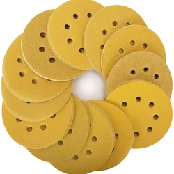 10pc 5Inch/125mm Sandpaper Round Shape Sanding Discs Hook Loop Sanding Paper Buffing Sheet Sandpaper 8 Hole Sander Polishing Pad