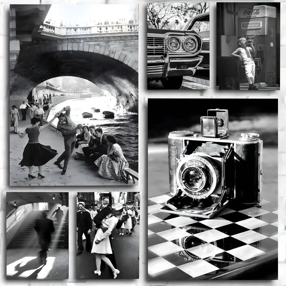 Schwarz-weißes Vintage-Fotoposter, Kunstdruck im Anime-Stil, Heimdekoration, ideales Geschenk, perfekte Raumdekoration