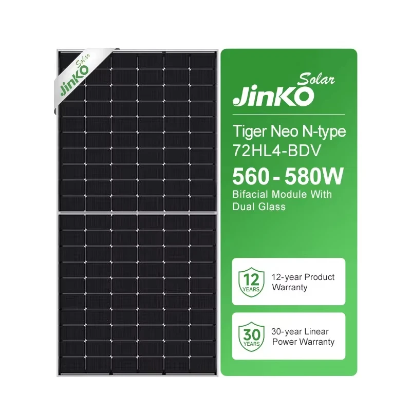 Jinko N-Type High Efficiency Mono Crystalline 590w 595w 575w 580w 585w 600w bificail dual glass solar module panel 144half cell