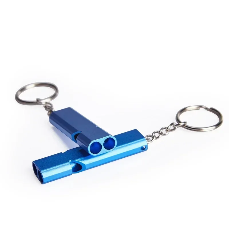 High Decibel Double Tube Key Chain Outdoor Emergency Survival Whistle