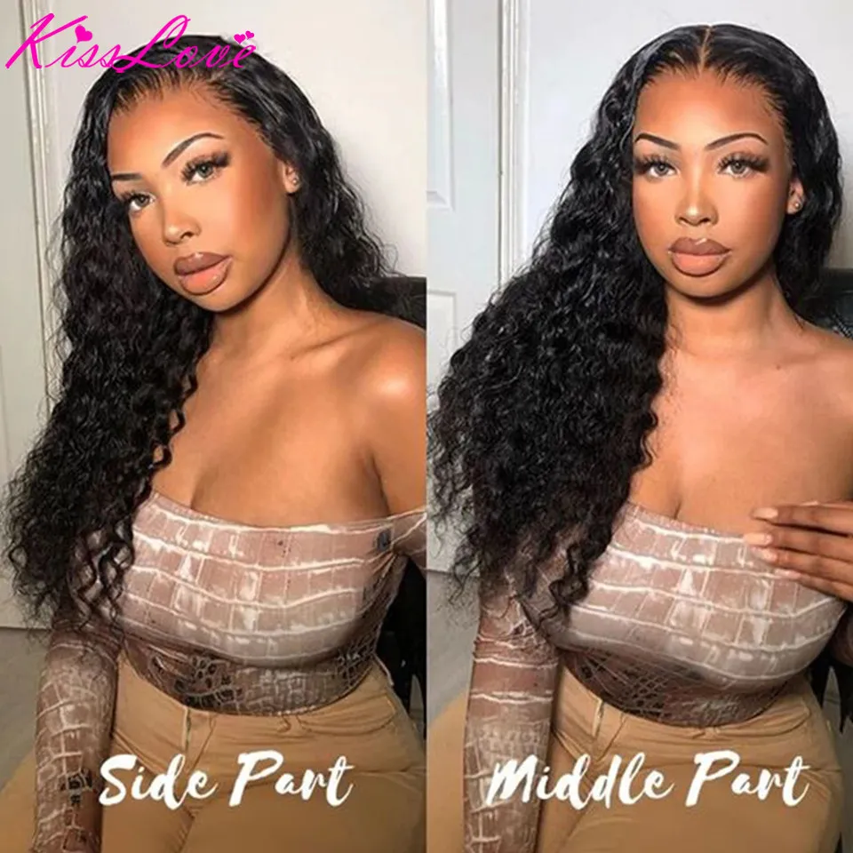 34 32 Inch Brazilian Deep Wave 13x4/13x6 Lace Front Wig Transparent Curly Human Hair Lace Wigs Glueless HD 5x5 Lace Closure Wig