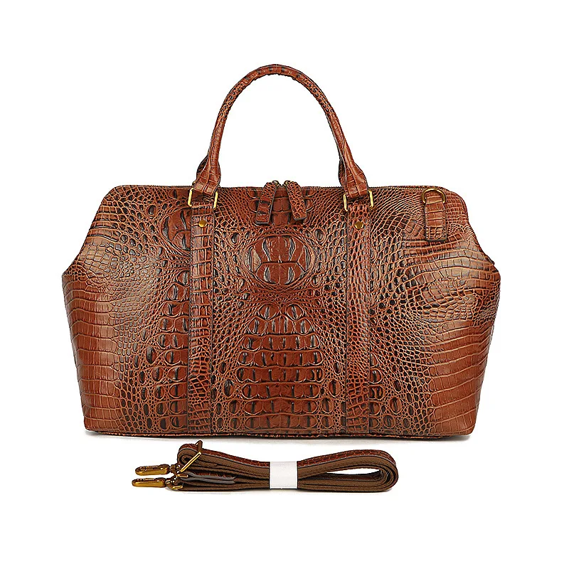 Large Capacity Cowhide Alligator Embossed Business Bag 2023 European And American Fashion Short Distance Travel Fitness Handbag