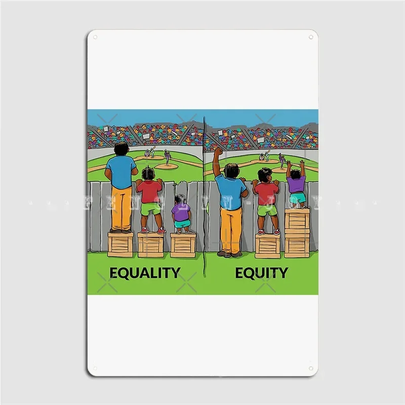 Differences Between Equality And Equity Metal Sign Party Garage Decoration Club Party Decoration Tin Sign Poster