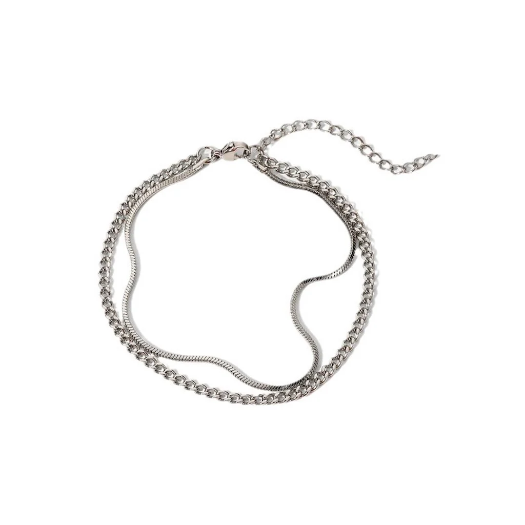 Silberfarbenes Legierungs-Armband-Set, Einfaches Schlangenketten-Armband für Damen, Modeschmuck, Herren-Armband-Accessoires, Geschenk – Detail 6