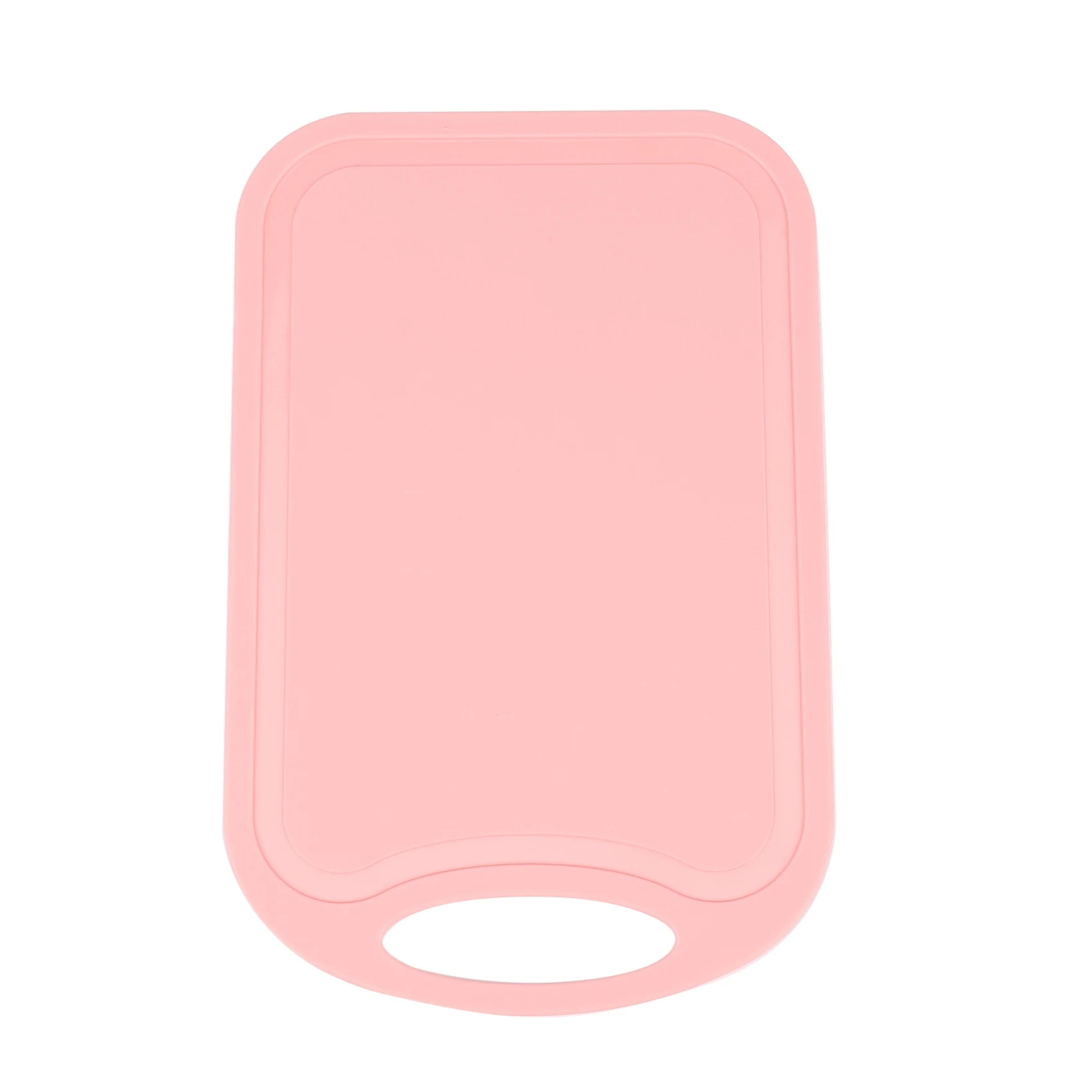 Bloco de cortar plástico carne tábua de cortar vegetais antiderrapante anti transbordamento com buraco pendurado tábua de cortar rosa