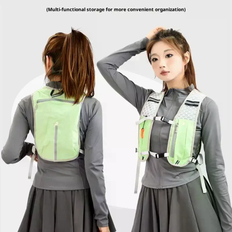 자전거 타기 및 달리기용 가벼운 반사형 수분 보충 조끼, 휴대폰 수납 포켓 포함