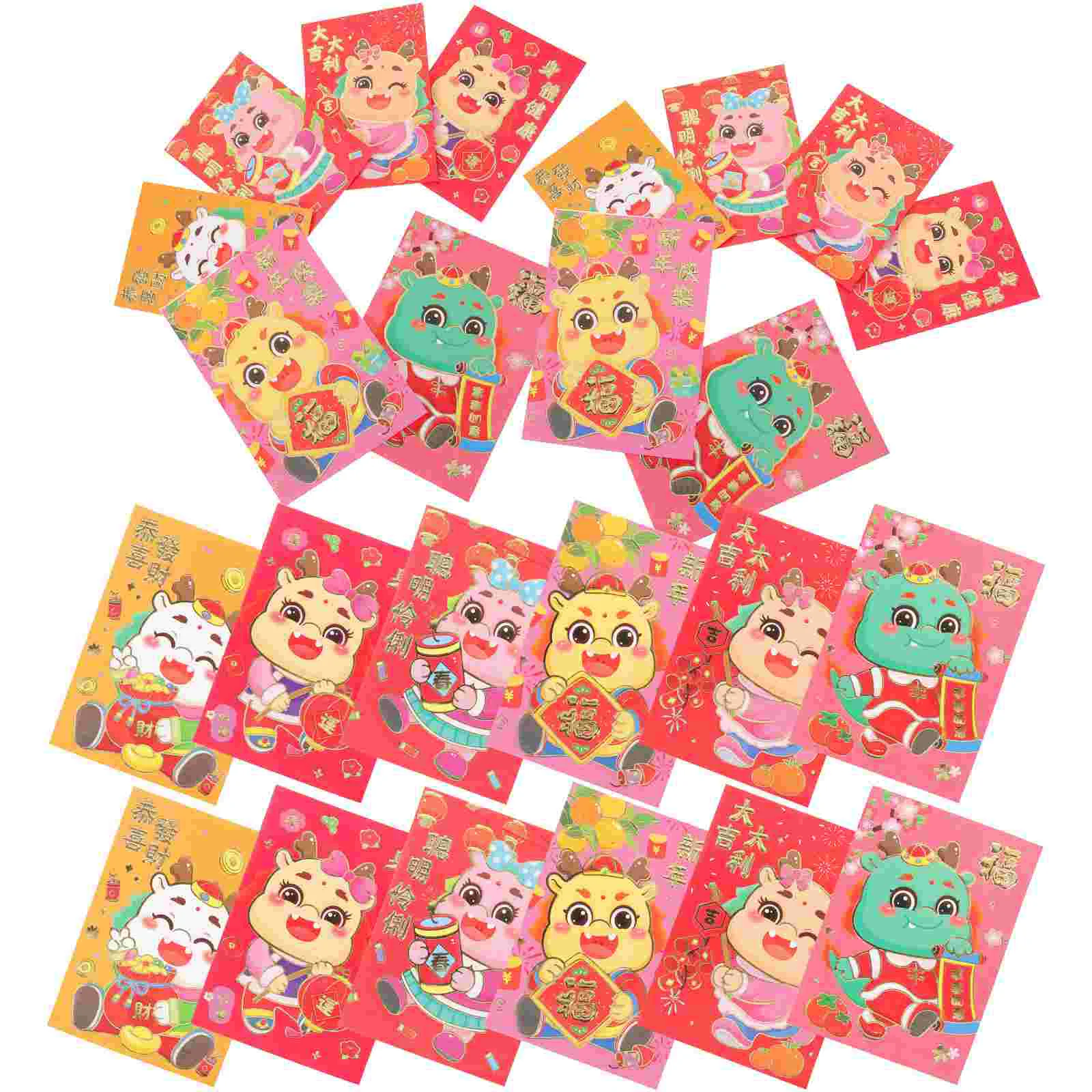 

30 Pcs 2024 Year of The Dragon Pattern Red Packet Italian Cartoon Zodiac New Bag (128b-1) 30pcs Money