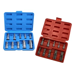 Professional Durable 10 Pieces Mixed Drive Metric XZN Triple Square Spline Bit Socket Set with Carrying for Case Automotive Tool