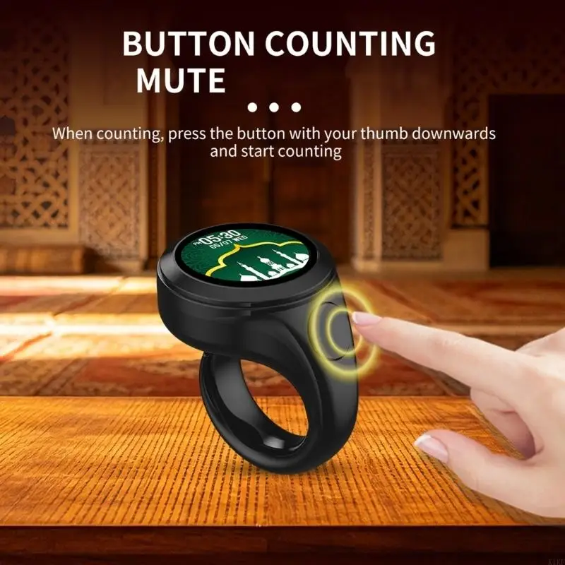Wearable Prayer Counter with Color Display, Mobile App Record Support, Qibla Guidance and Button Finger Counting K1KF