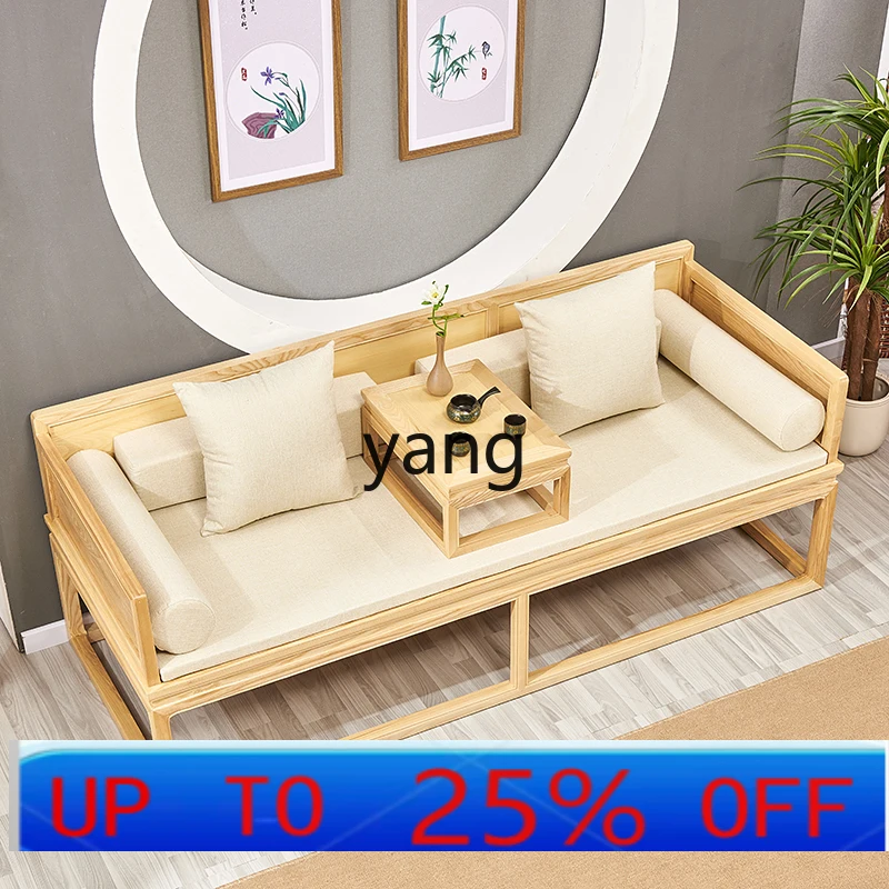 

LMM wood new Chinese solid wood Arhat bed tatami small apartment living room study sofa zen paint-free beauty couch