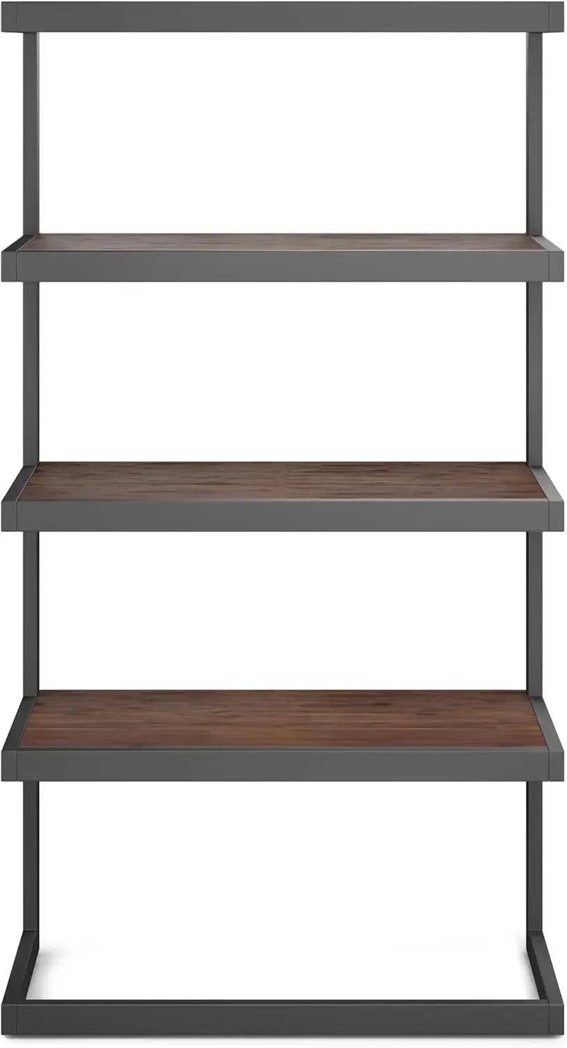 Estante industrial moderna retangular de madeira ACACIA SOLID e metal de 36 polegadas em marrom carvão envelhecido, para sala de estar