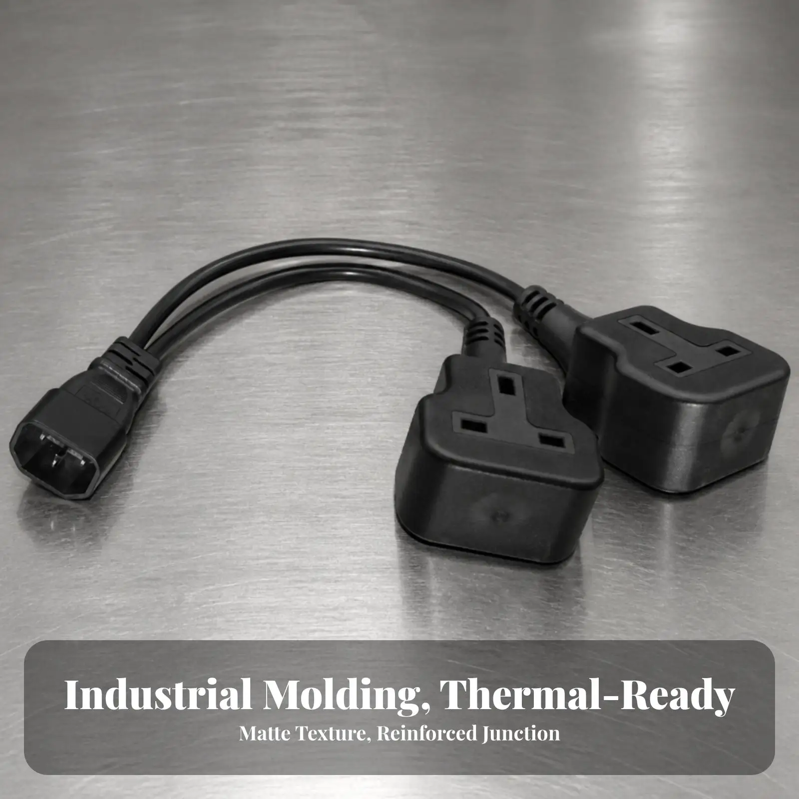 UK to C14 Power Cord Adapter Y Splitter for Audio Visual Equipment 3 Pin Cable Copper PVC Heavy Duty