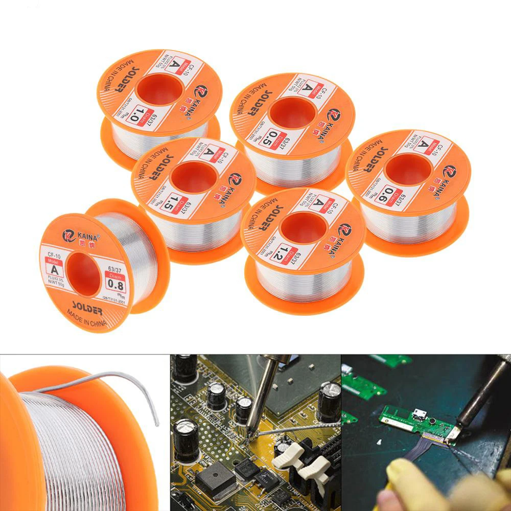 50/100 جرام 0.5 مللي متر-2 مللي متر غير نظيفة الصنوبري الأساسية لحام القصدير سلك بكرة 63/37 CF-10 مع 2% تدفق ونقطة انصهار منخفضة لحام ذاتي الصنع الكهربائية #2