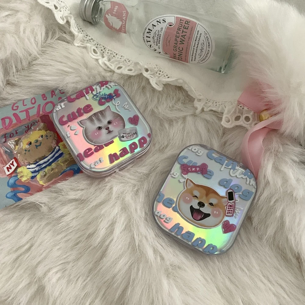 Cute Dog Lens Container Women INS Contacts Lens Case Men Color Contact Lenses Storage Box Portable Travel Set