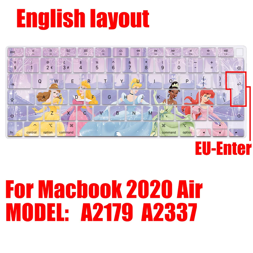 Princess Cinderellas EU Layout Color Print Soft Silicone Keyboard Cover For Macbook 2020 Air A2179 A2337