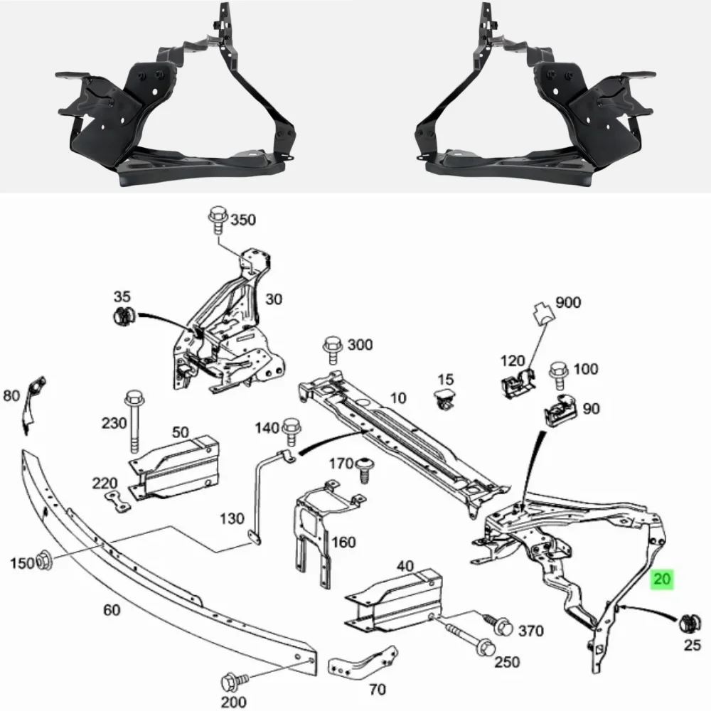 For Mercedes Benz C-Class W204 C250 C300 C350 Front bumper headlight bracket OE: 2046200991 2046200191 2008-2011