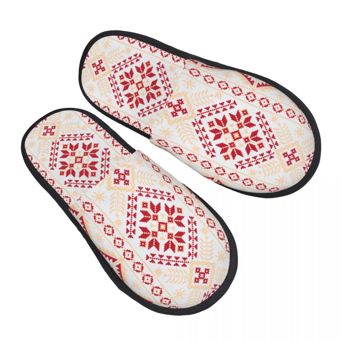 Custom Ukrainian Traditional Embroidery House Slippers Women Cozy Memory Foam Vyshyvanka Slip On Hotel Slipper Shoes