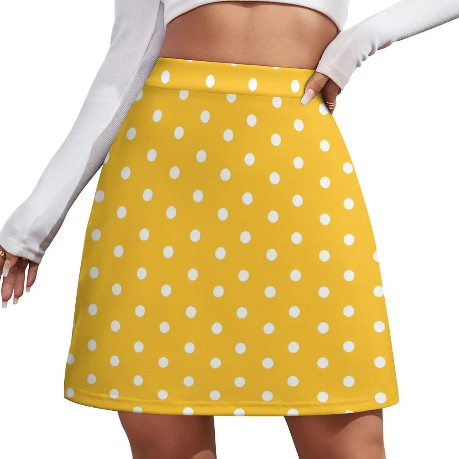 

Polka Dots Skirt White And Yellow Korean Fashion Casual Skirts Women Cute Mini Skirt Custom Bottoms Gift Idea