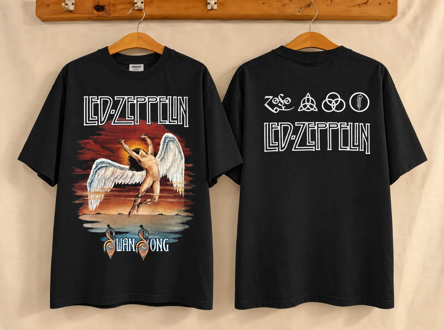 Led Zeppelin Icarus Graphic Unisex Cotton T-shirt Men's Women's Streetwear Y2k Oversized Vintage Rock Style Fashion Cotton Tees