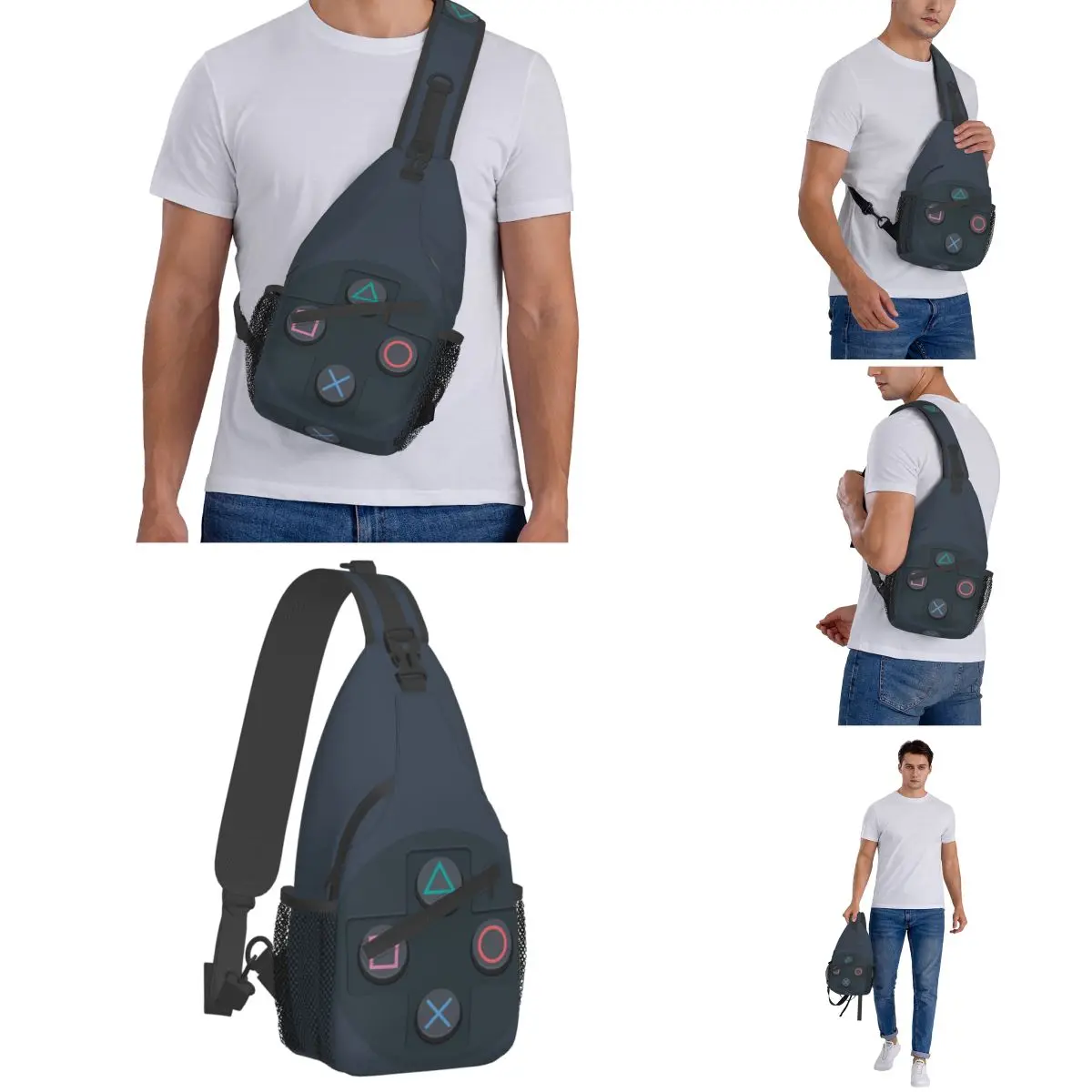 Controller Buttons Sling Bag Chest Crossbody Shoulder Sling Backpack Hiking Travel Daypacks Video Game Men Women School Bags