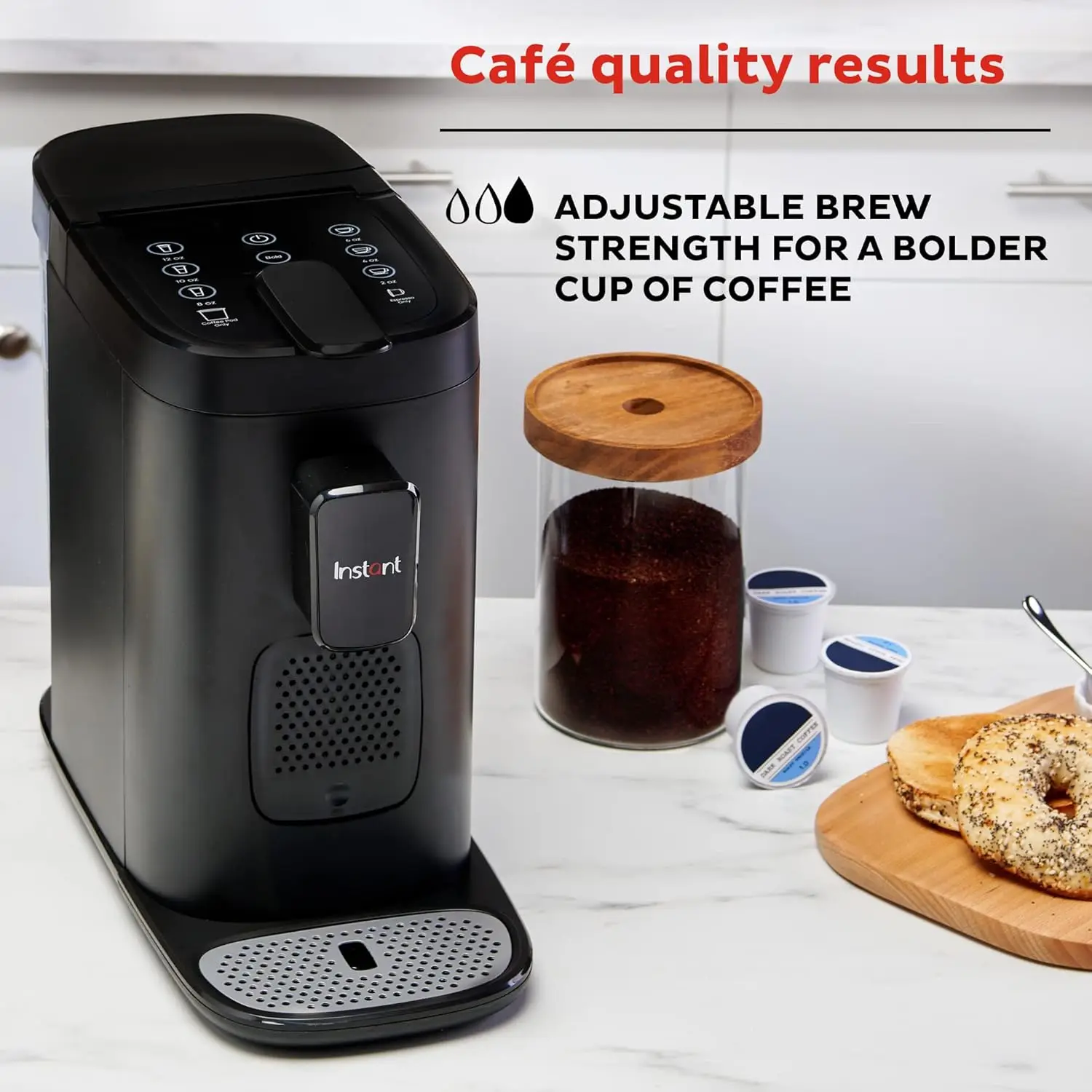 Macchina per caffè espresso 3 in 1, cialde K-Cup e caffè macinato, dai creatori di cialde istantanee con cialde di caffè riutilizzabili per caffè macinato