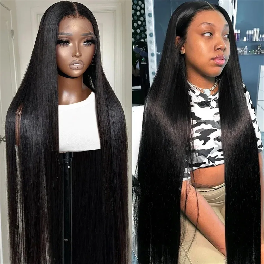 30 38 Inch Straight Lace Front Wigs Human Hair Brazilian Glueless 13x4 13x6 HD Lace Frontal Human Hair Wigs For Women Preplucked