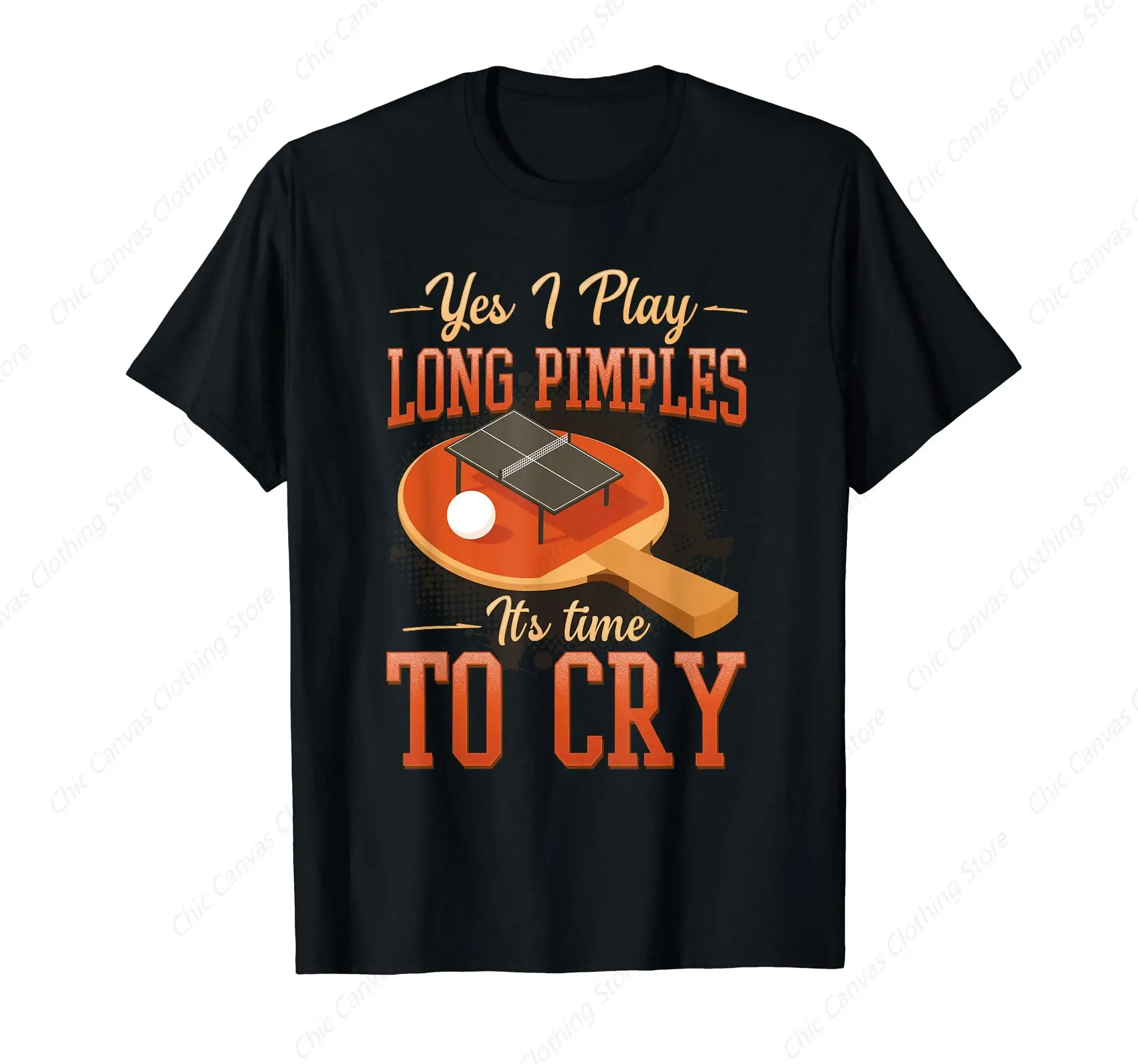 

Long Pimples Table Tennis Paddle Design Men's Cotton Graphic Tee Short Sleeve Round Neck T-Shirt