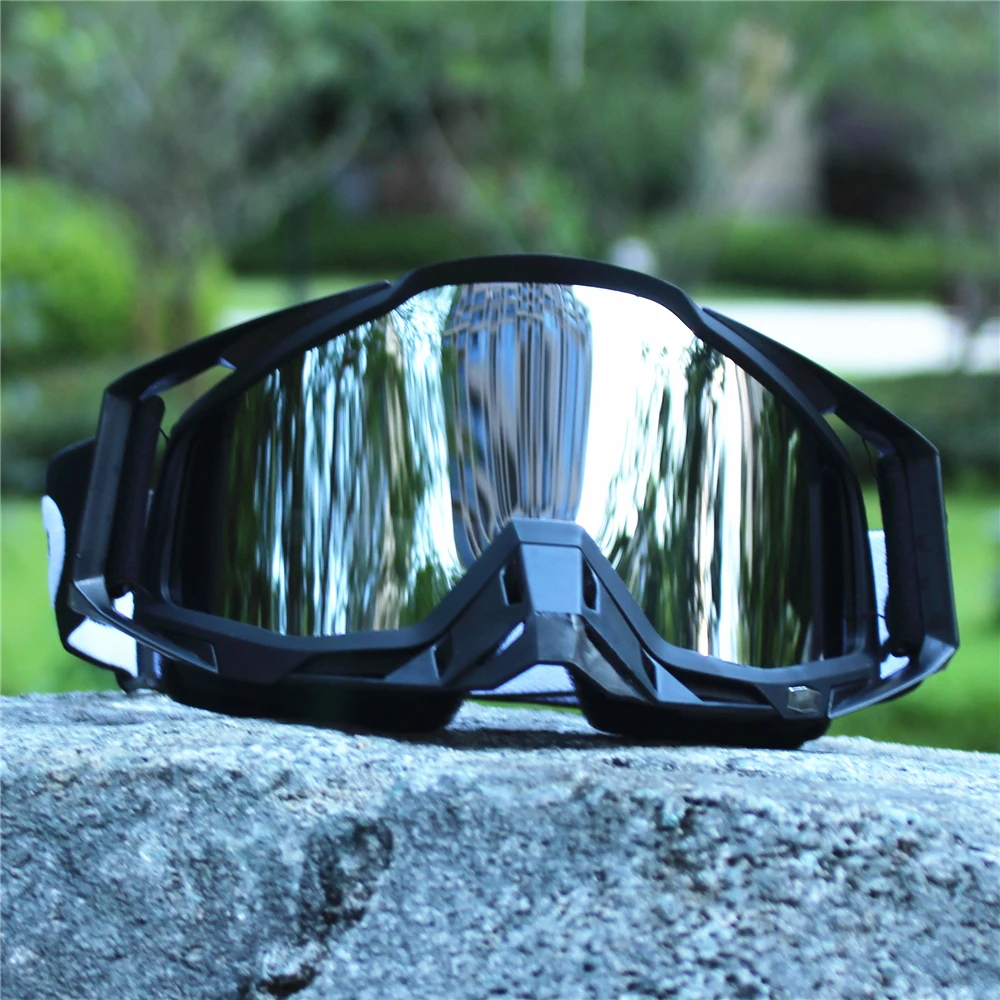 Herren Retro Motorrad-Sonnenbrille Nachtsicht Motocross Schutzbrille MX Fahrbrille Vintage Helm-Brille