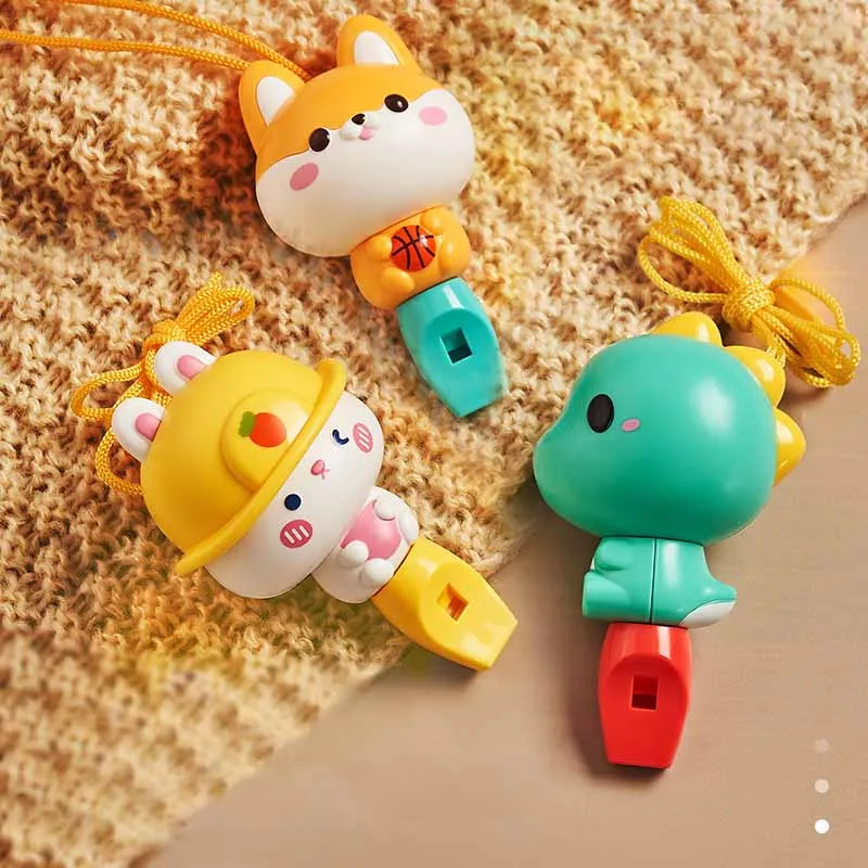 Cartoon Animal Whistle Toys, coelho bonito, dinossauro, Shiba Inu Shaped, Lanyard Whistle, trompete, brinquedos de instrumentos musicais para jardim de infância