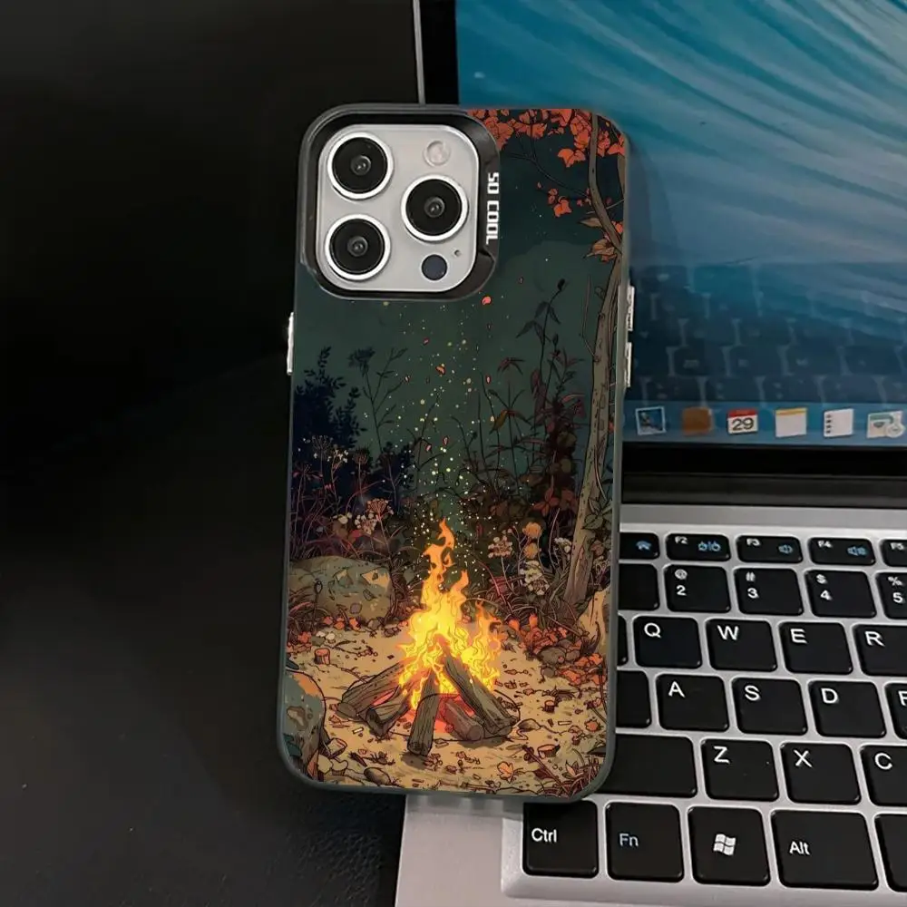 

Roasting by the fire case for iPhone17 16 15 14 13 12 11 Pro/ Max/Plus shock-proof rear cover anti-fingerprint